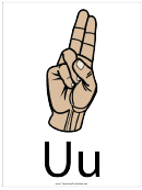 Letter U Sign Language Template - Filled With Label