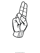 Letter U Sign Language Template - Outline