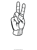 Letter V Sign Language Template - Outline