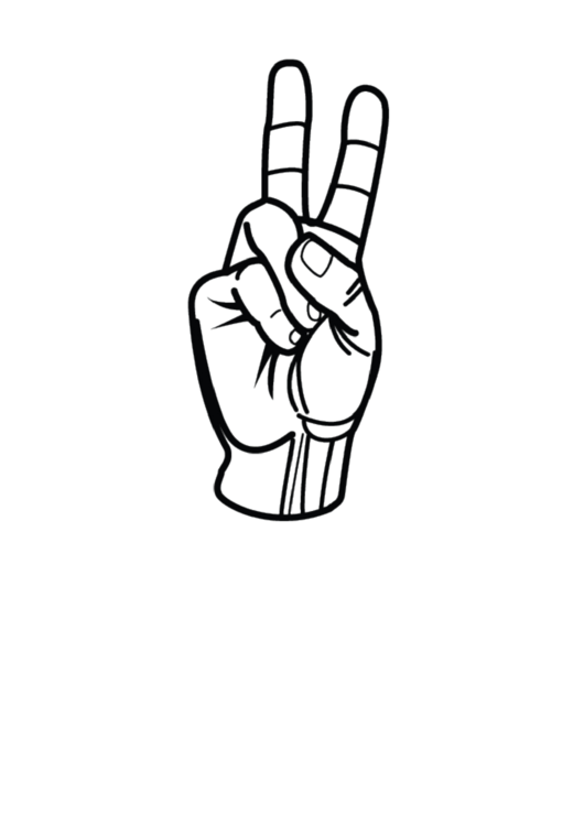 Letter V Sign Language Template - Outline Printable pdf