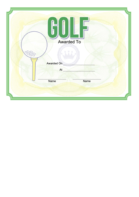 Golf Certificate Tee Printable pdf