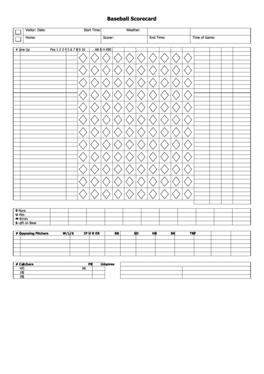 The Baseball Scorecard Printable pdf