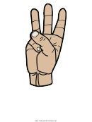 Letter W Sign Language Template - Filled