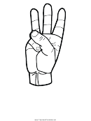 Letter W Sign Language Template - Outline