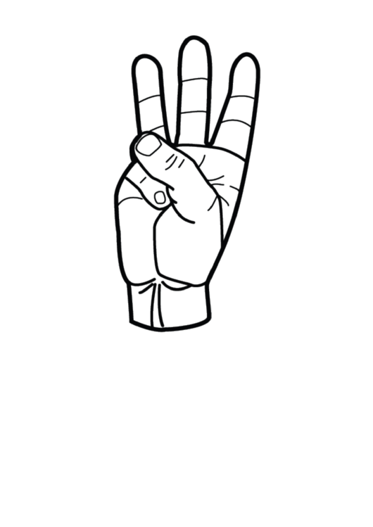 Letter W Sign Language Template - Outline Printable pdf