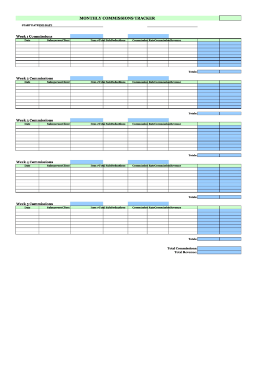 Monthly Employer Commissions Timesheet Printable pdf