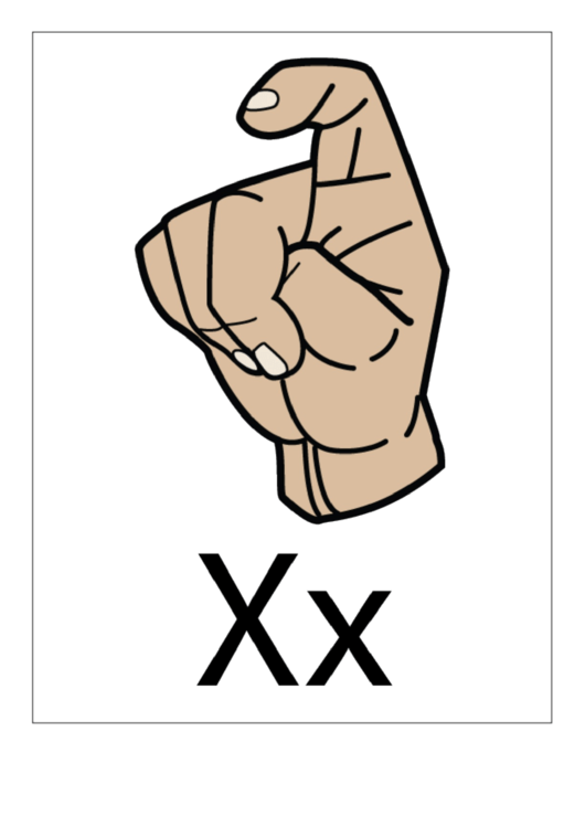 Letter X Sign Language Template - Filled-With Label Printable pdf