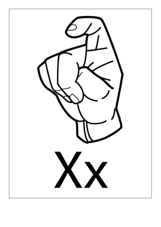Letter X Sign Language Template - Outline-With Label Printable pdf