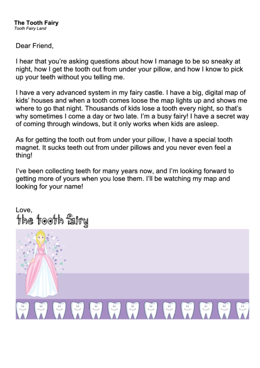 Tooth Fairy Letter Routine Printable pdf