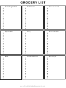 Grocery List Template (by Section) - Black And White