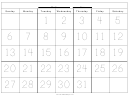 31-day One Month Calendar Template