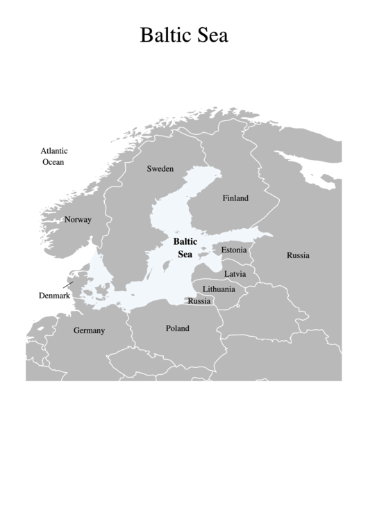 Baltic Sea Map Template Printable pdf