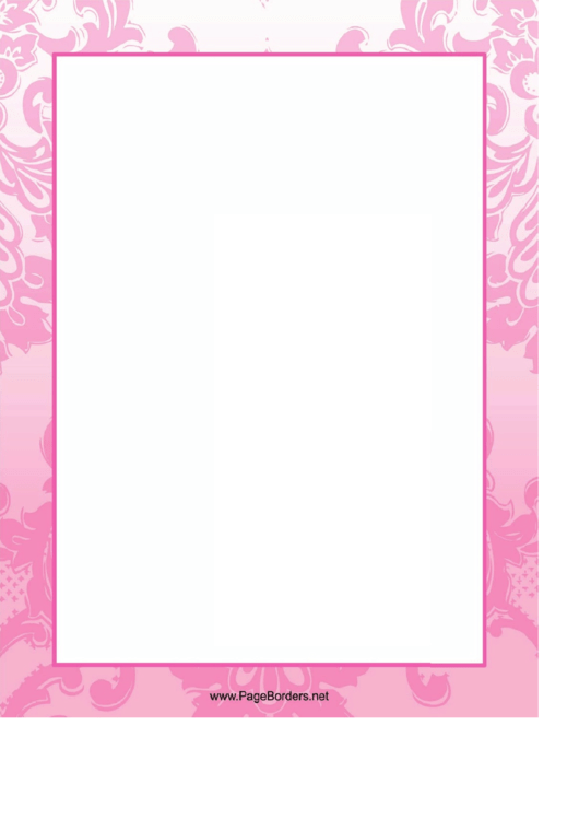 Pink Flowers Page Border Templates Printable pdf