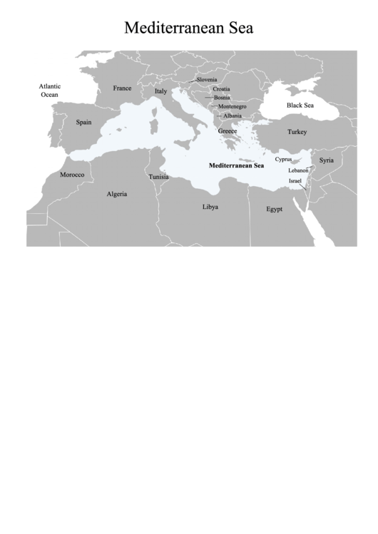 Mediterranean Sea Map Template Printable pdf