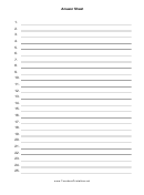 Answer Sheet Template - Lined