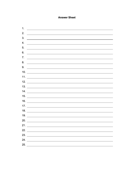 Answer Sheet Template - Lined Printable pdf