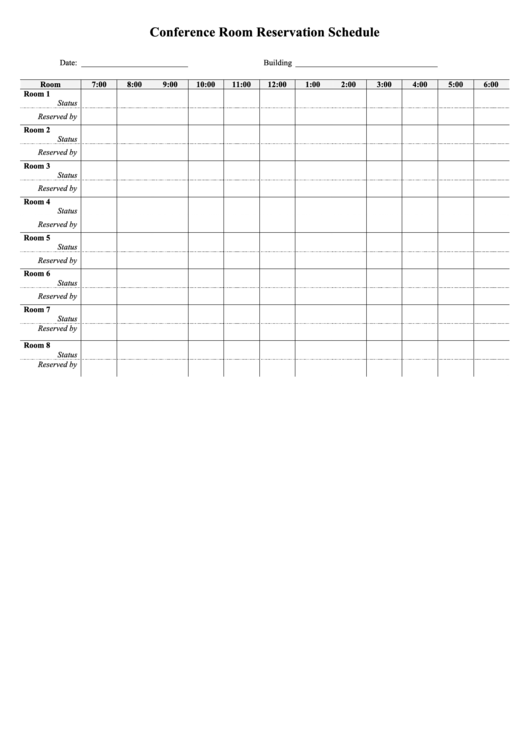 Conference Room Reservation Schedule Template Printable pdf