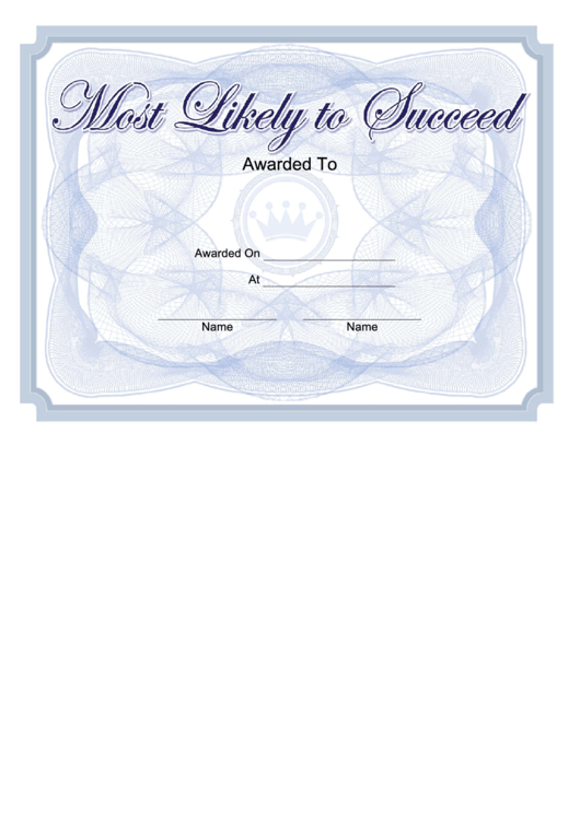 Most Likely To Succeed Certificate Template Printable pdf