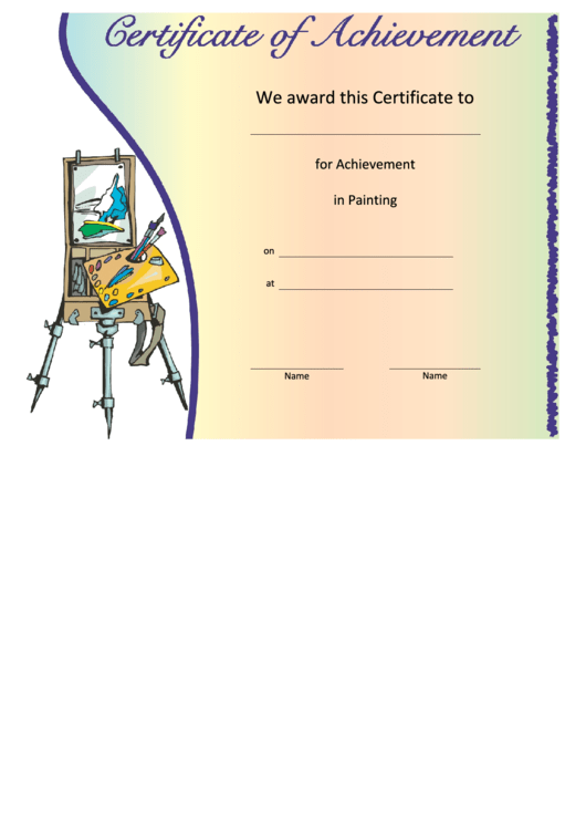 Painting Achievement Certificate Template Printable pdf