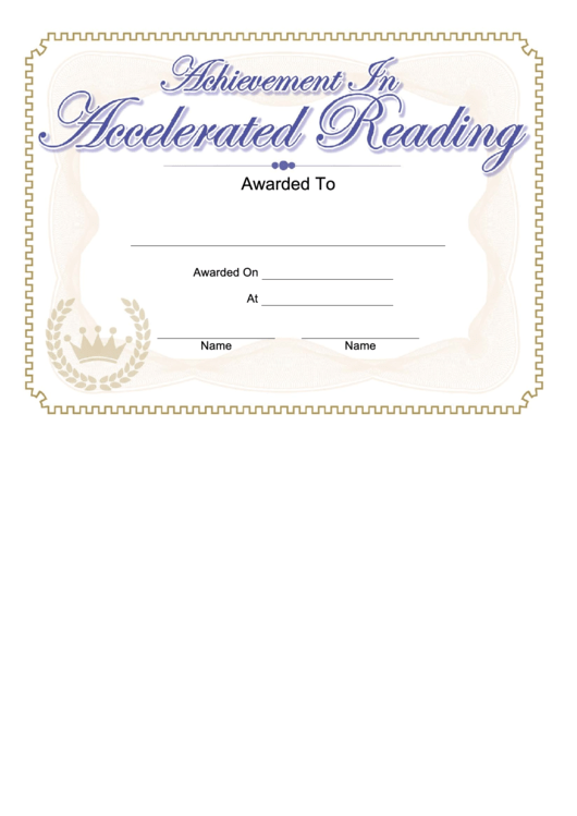 Accelerated Reading Certificate Printable pdf