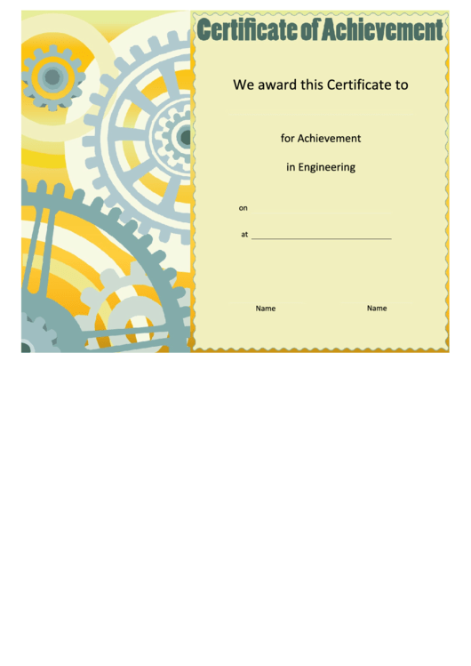 Engineering Achievement Certificate Template Printable pdf