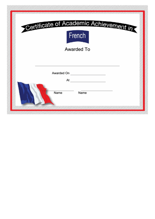France French Language Certificate Printable pdf