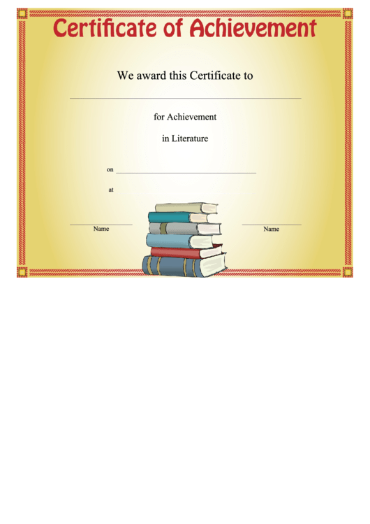 Literature Achievement Certificate Template Printable pdf