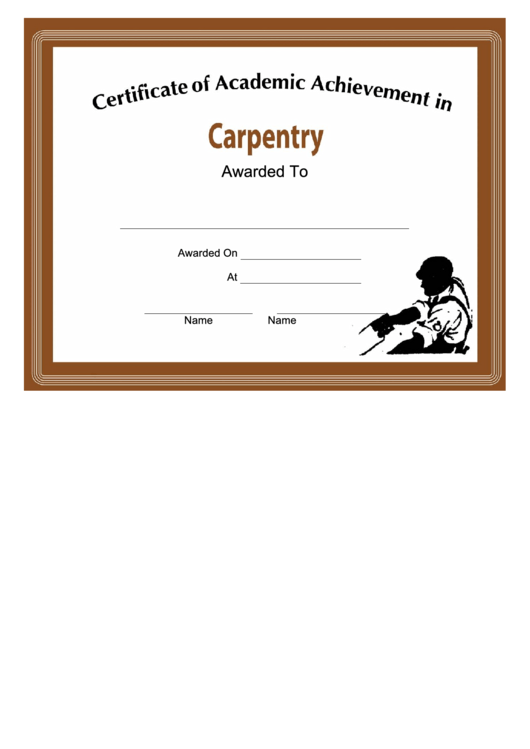 Carpentry Academic Certificate Printable pdf
