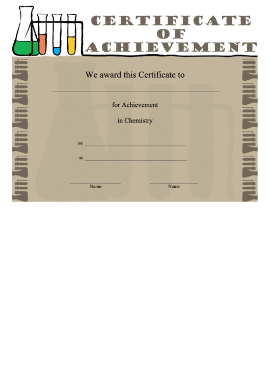 Chemistry Achievement Certificate Template Printable pdf