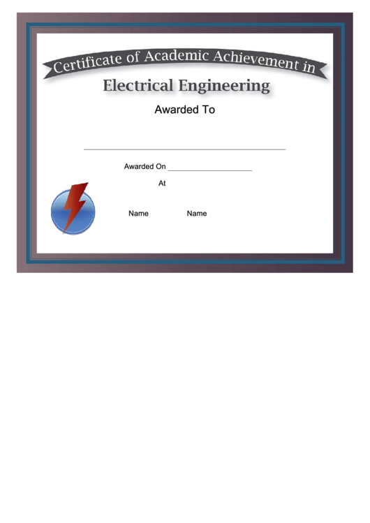 Electrical Engineering Academic Certificate Printable pdf