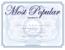 Most Popular Yearbook Certificate