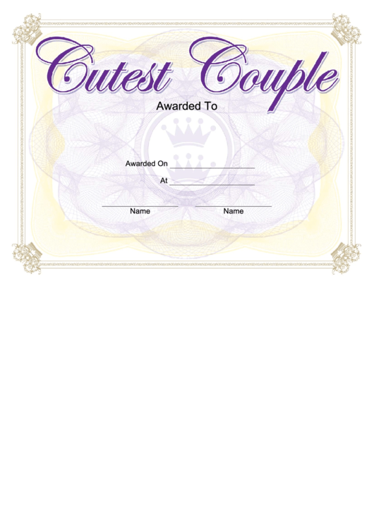 Cutest Couple Yearbook Certificate Printable pdf