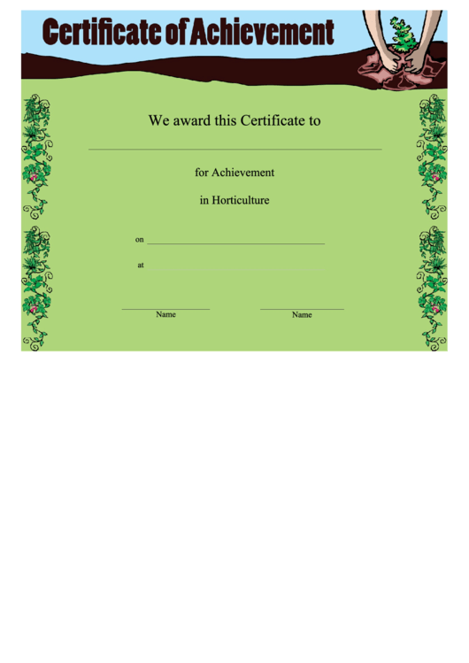 Horticulture Achievement Printable pdf