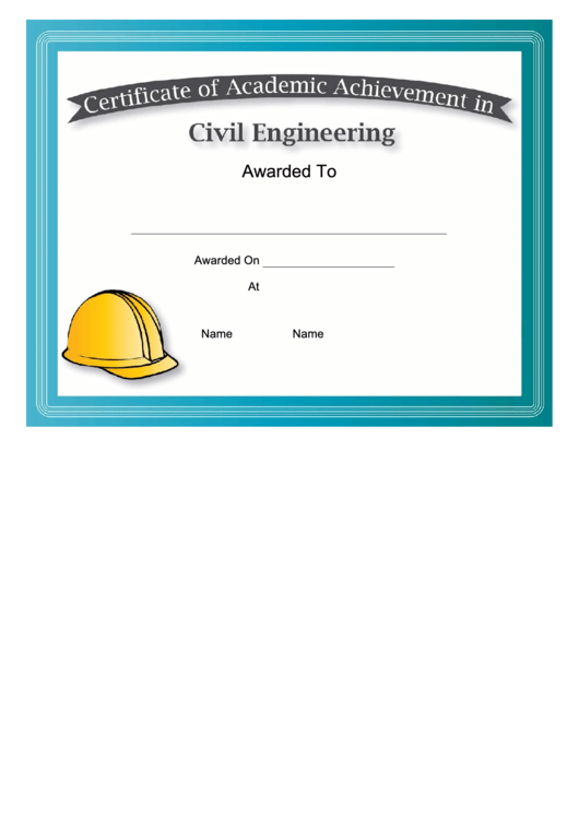 Civil Engineering Academic Certificate Printable pdf