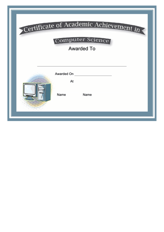 Computer Science Academic Certificate Printable pdf