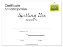 Spelling Bee Certificate Of Participation Template