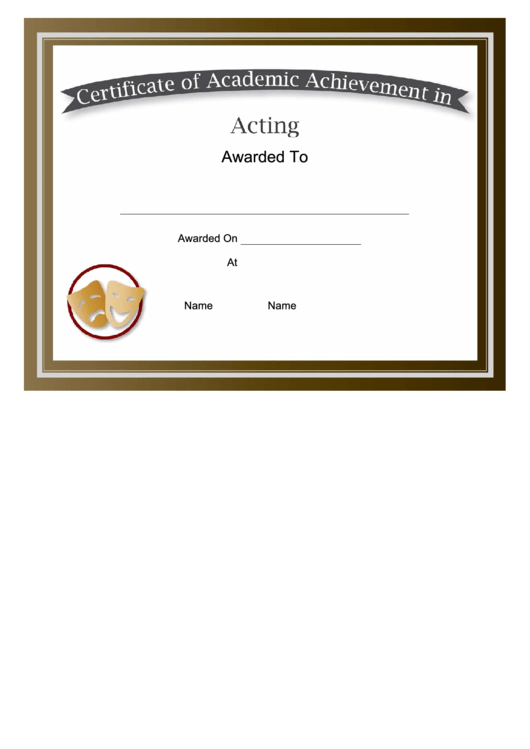Acting Academic Certificate Printable pdf