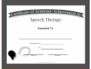 Speech Therapy Academic Certificate