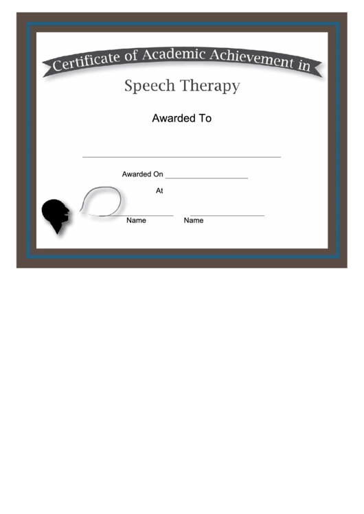 Speech Therapy Academic Certificate Printable pdf
