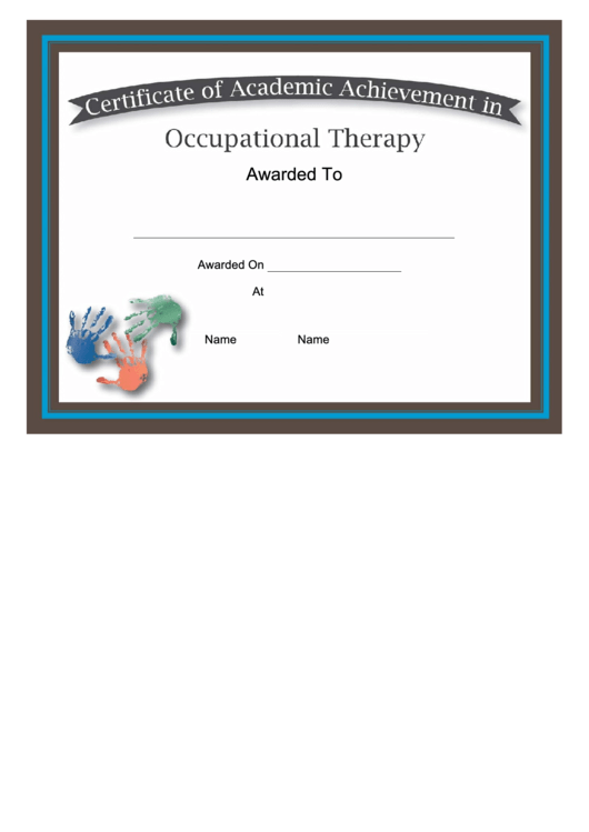 Occupational Therapy Academic Certificate Printable pdf