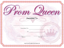 Prom Queen Certificate