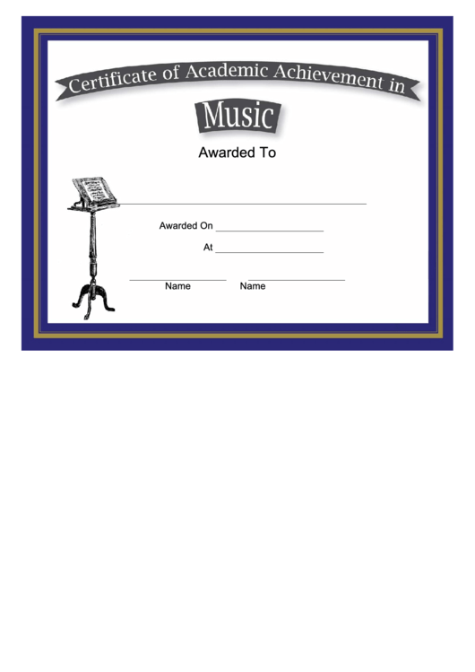 Music Academic Certificate Printable pdf