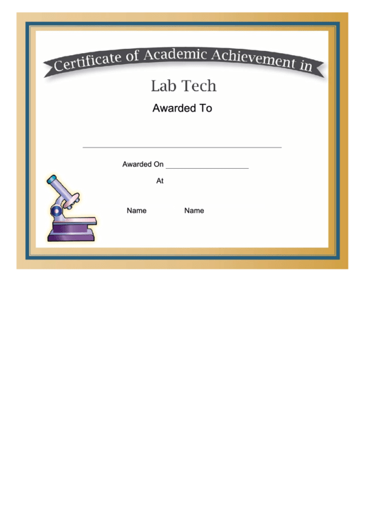 Lab Tech Academic Certificate Printable pdf