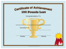 Weight Loss 100 Pounds Certificate