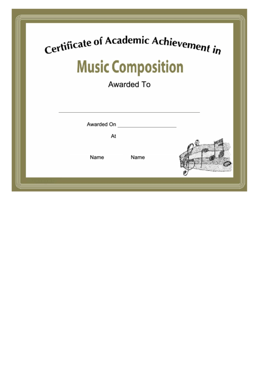 Music Composition Academic Certificate printable pdf download