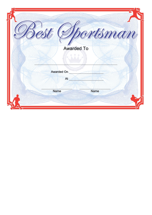 Best Sportsman Certificate Printable pdf
