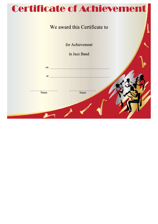 Jazz Band Achievement Printable pdf