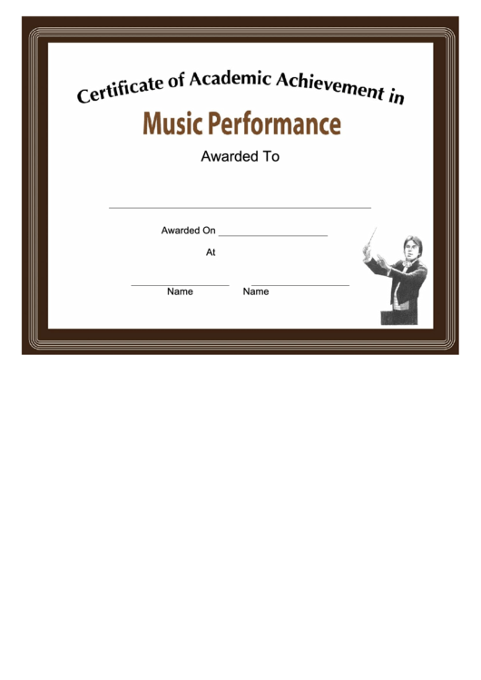 Music Performance Academic Certificate Printable pdf