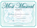 Most Musical Yearbook Certificate