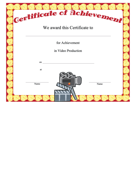 Video Production Achievement Printable pdf